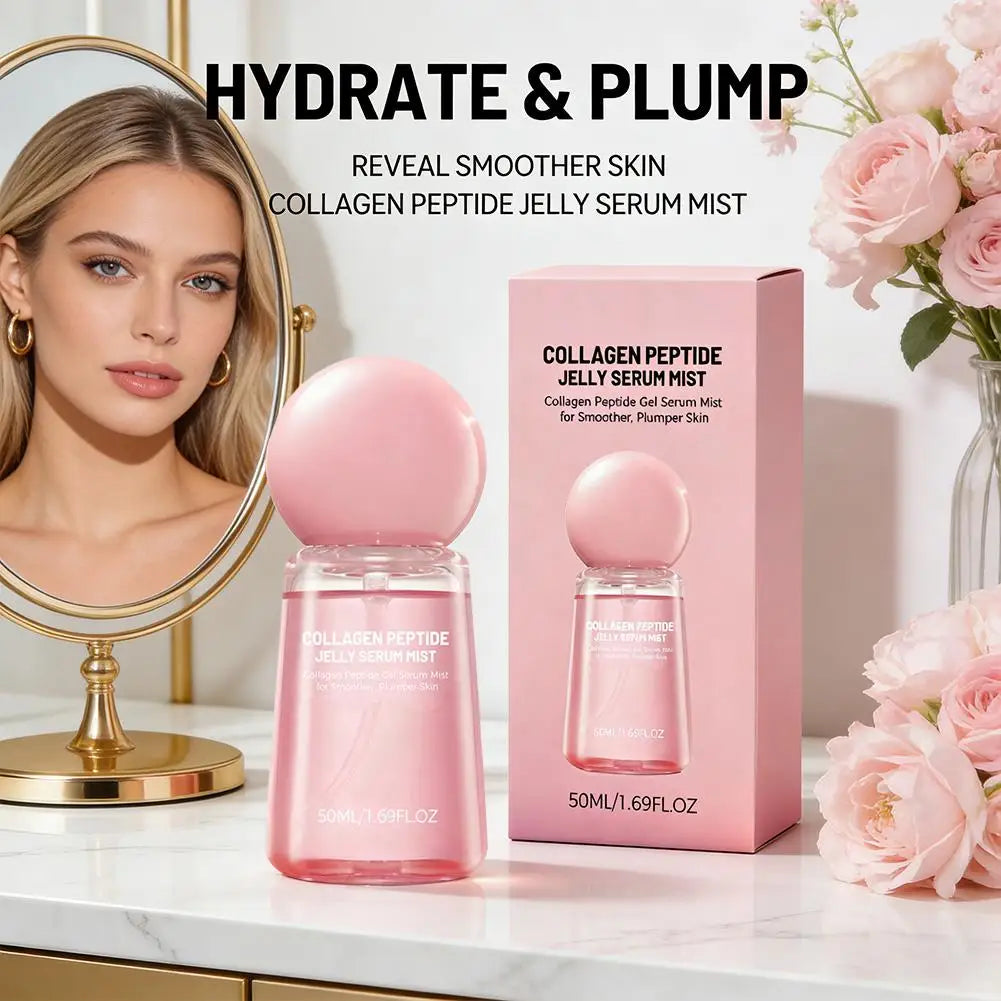 Collagen Peptide Jelly Serum Mist Plumping Smoothing Dry Skin Brighten Firming Deep Hydrating Spray Serum with Collagen Peptides Peaceful Pleasures Health and Wellness