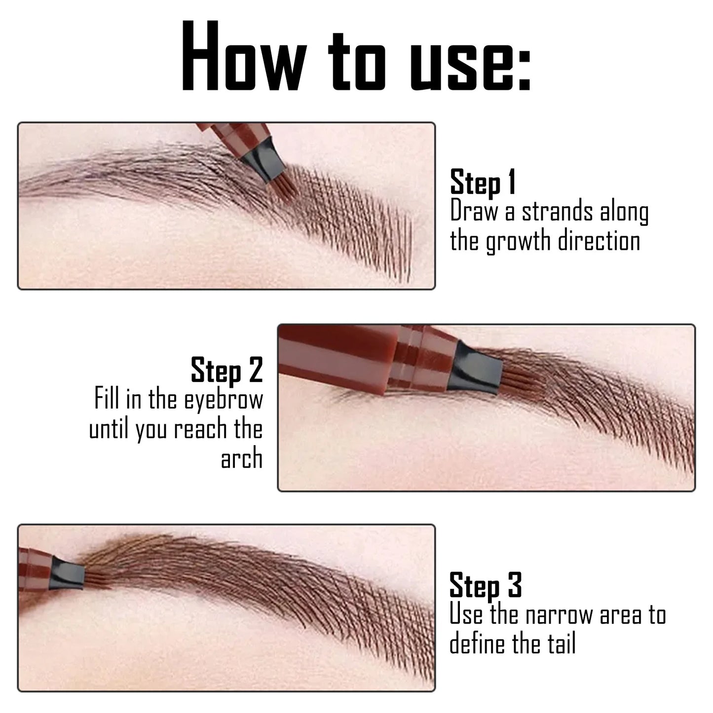 EELHOE 4-Point Microblading Eyebrow Pen | Waterproof, 5 Colors