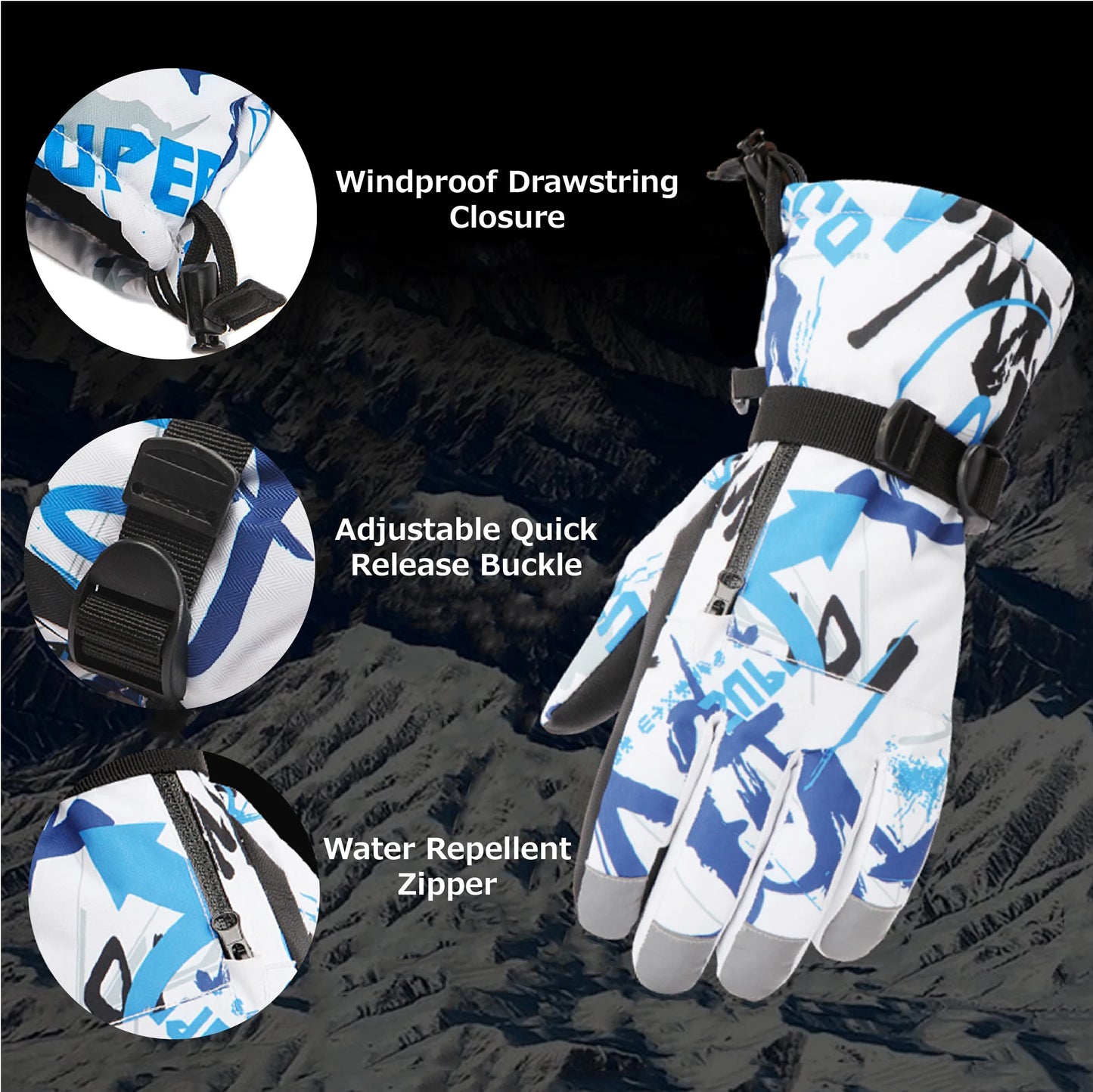 2025 Winter Ski Snowboard Gloves Men Women - Waterproof Touchscreen, Warm PU Leather, Non-Slip for Moto Cycling Outdoor Sports Peaceful Pleasures Health and Wellness