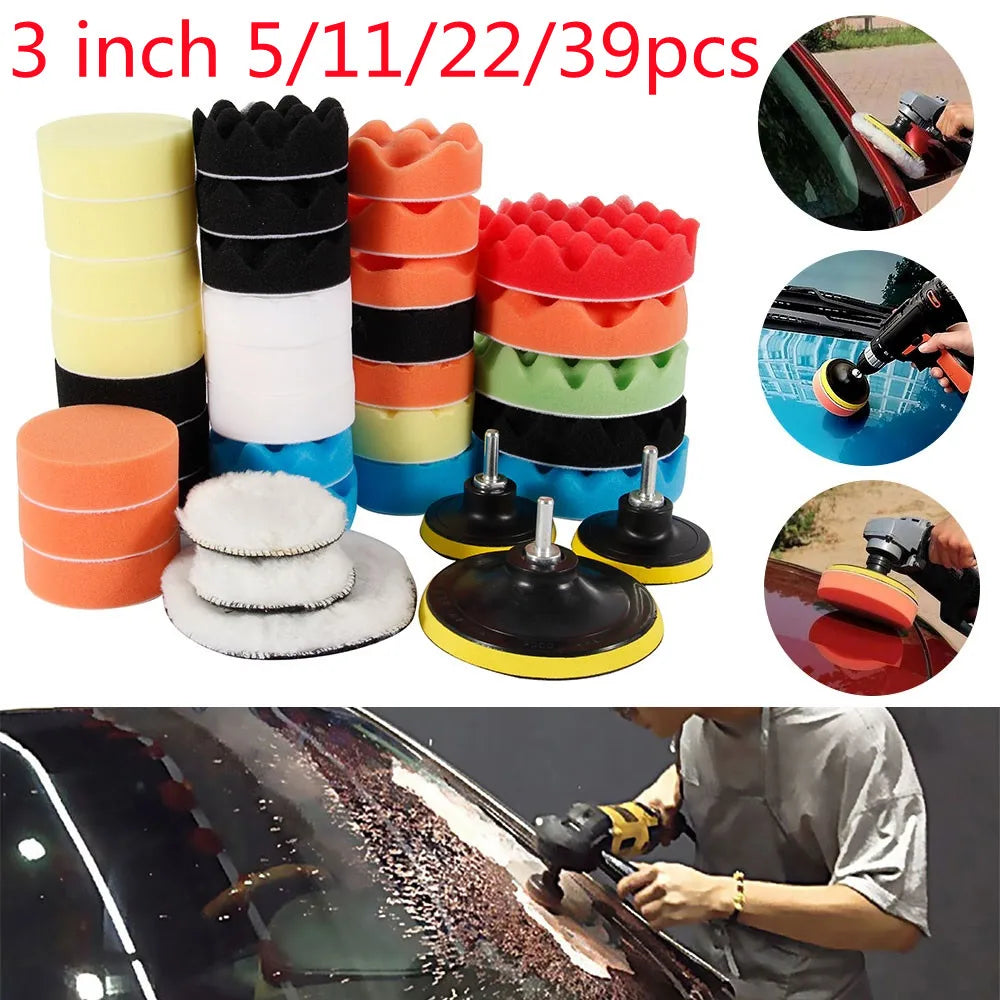 3" Car Polishing Pad Kit – Sponge & Wool Buffing Pads (5–39 Pack) Peaceful Pleasures Health and Wellness