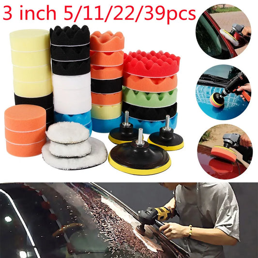 3" Car Polishing Pad Kit – Sponge & Wool Buffing Pads (5–39 Pack) Peaceful Pleasures Health and Wellness