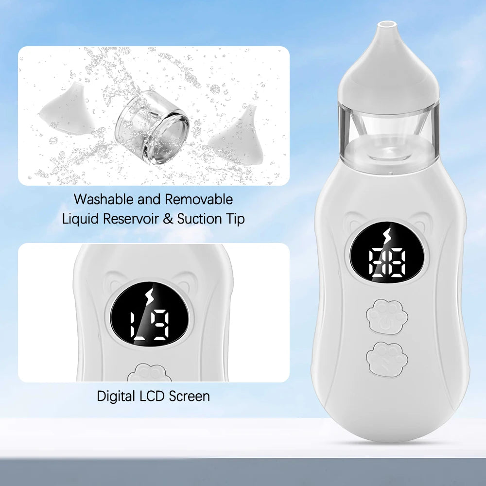 Electric Baby Nasal Aspirator Newborn Smart Nose Cleaner 9-Speed Snot Booger Suction Device Low Noise Toddler Mucus Sucker Peaceful Pleasures Health and Wellness
