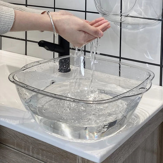 Washstand Transparent Thickened Washbasin Household Large Plastic Wash Basin Dormitory Student Washbasin Baby Foot Wash Basin Peaceful Pleasures Health and Wellness