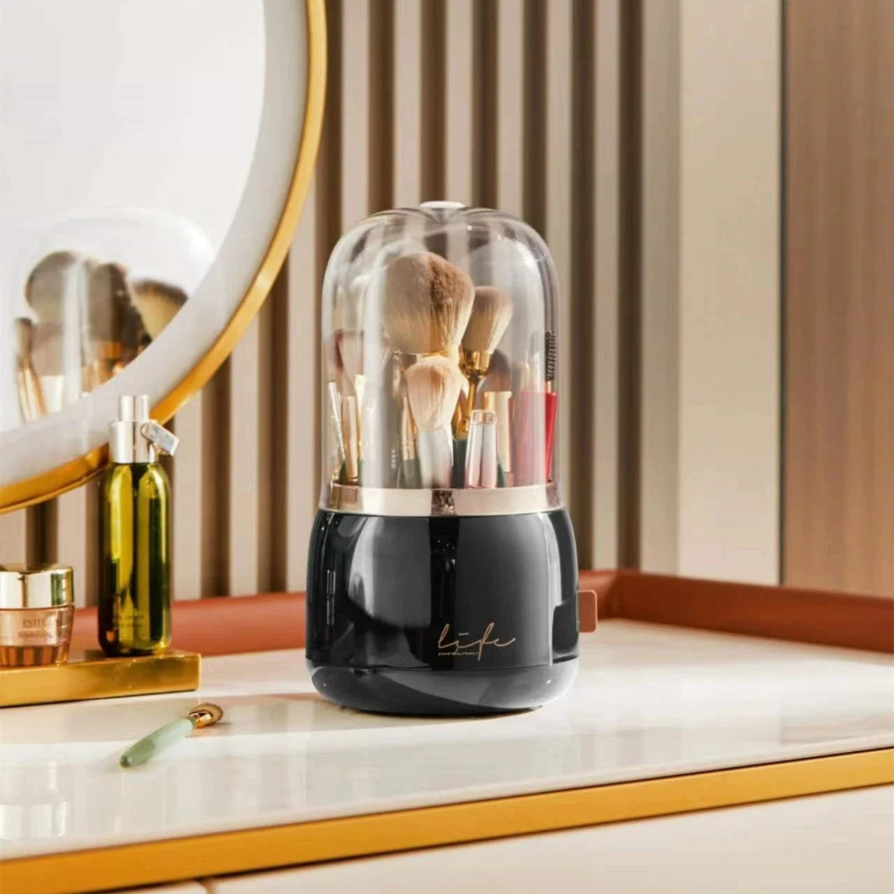 360° Rotating Makeup Organizer | Clear Multi-Compartment Storage