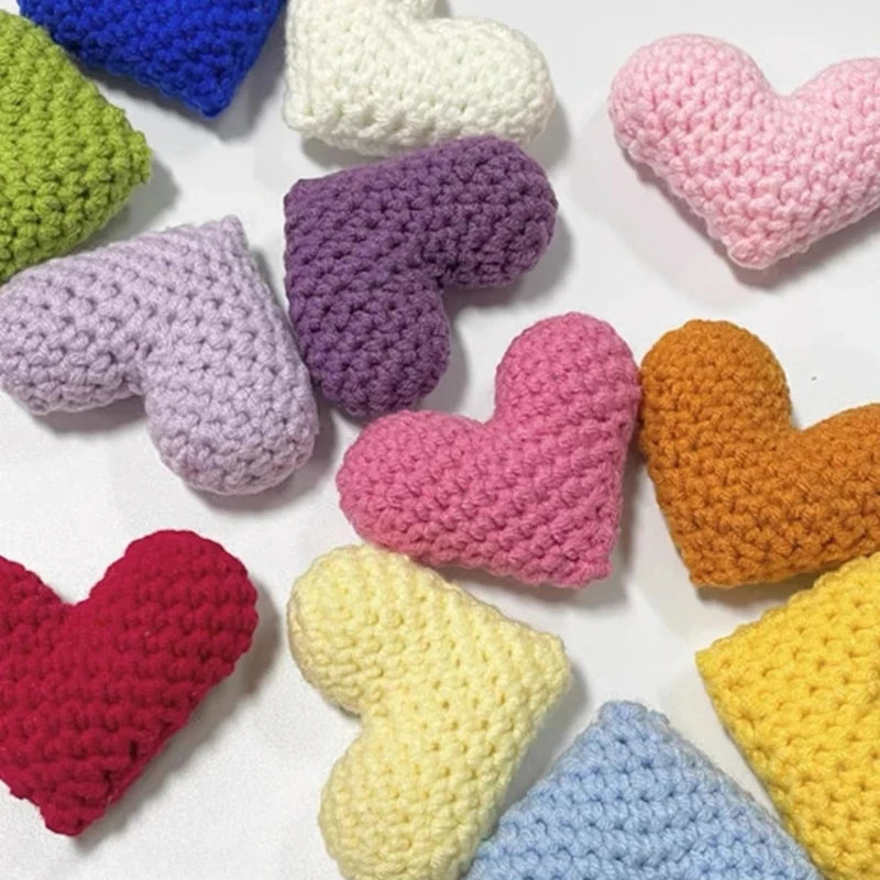 Handmade Crochet Heart Appliques 8 Pcs | Wool DIY Craft Hearts