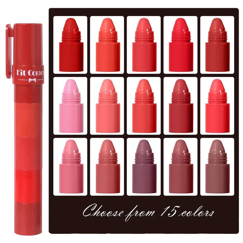 5-in-1 Matte Lipstick Crayon Set | Velvet Lip Tint Kit 5 Pcs