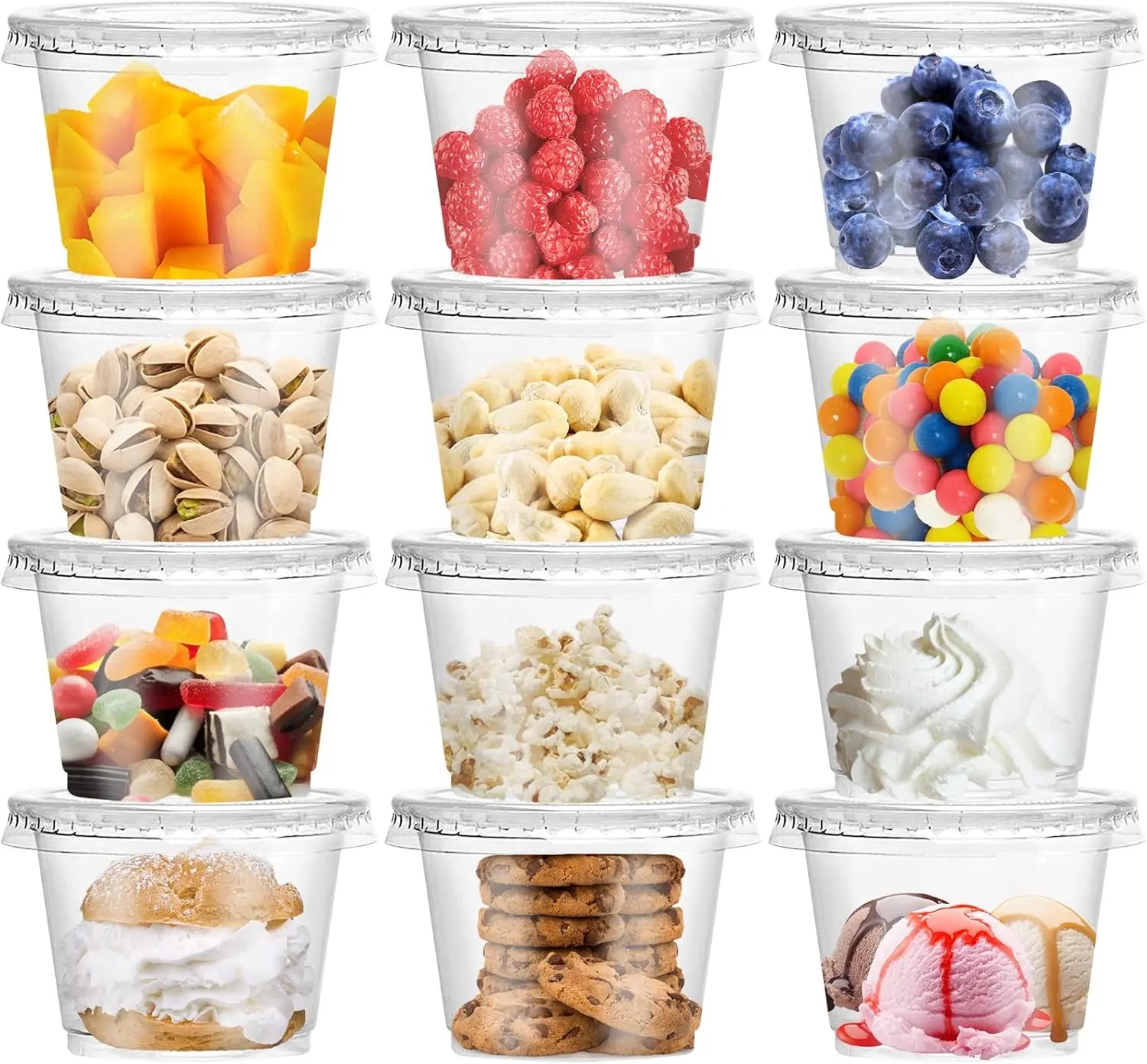 8/10OZ Plastic Parfait Cups with Flat Lids Disposable Dessert Cups with Lids Clear Plastic Fruit Cups Snack Cups with Lid Peaceful Pleasures Health and Wellness