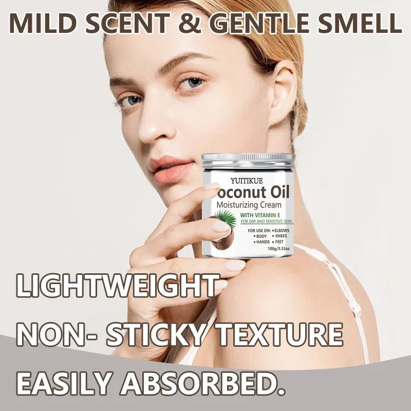 YUITIKUE Coconut Oil Body Cream – 24H Lightweight Moisturizer Body Moisturizing Cream Peaceful Pleasures Health and Wellness