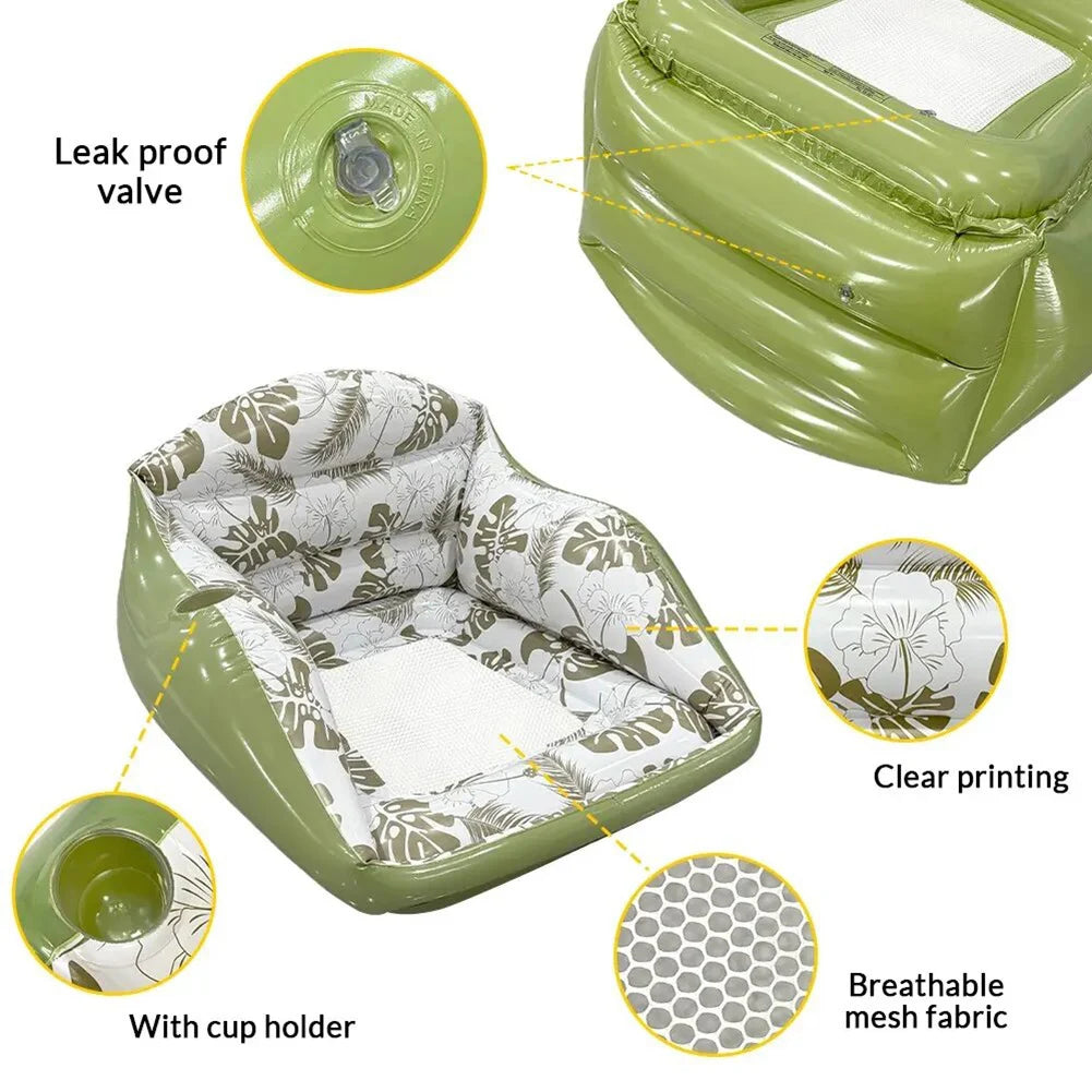 Inflatable Chair,Beach Chair,Adults Inflatable Pool Sofa Built-In Cup Holders,For Summer Beach Vacation/Backyard Swimming Pool Peaceful Pleasures Health and Wellness