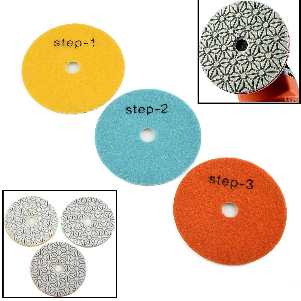 Dry Wet 3 Step Flexible Polishing Pads Granite Tool Pad Sanding Disc
