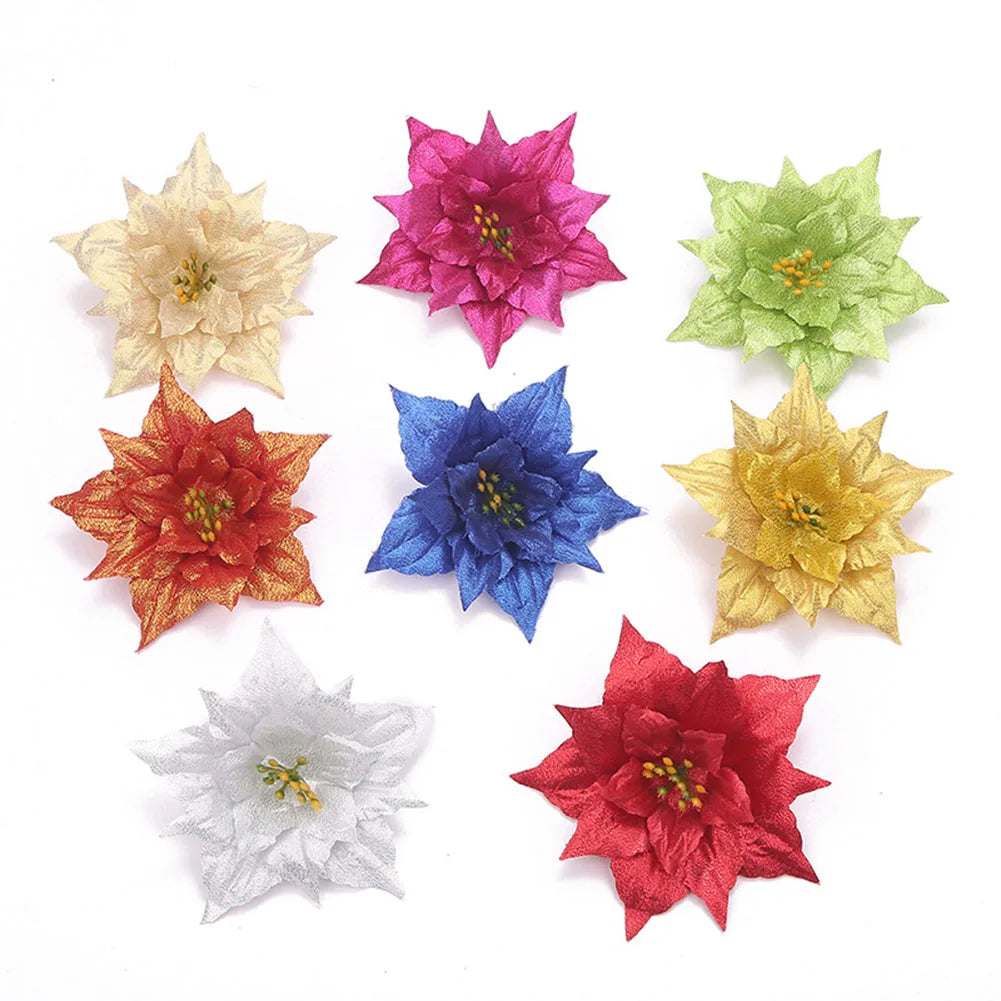 Glitter Poinsettia Christmas Flower Decoration 20cm | 10 Colors