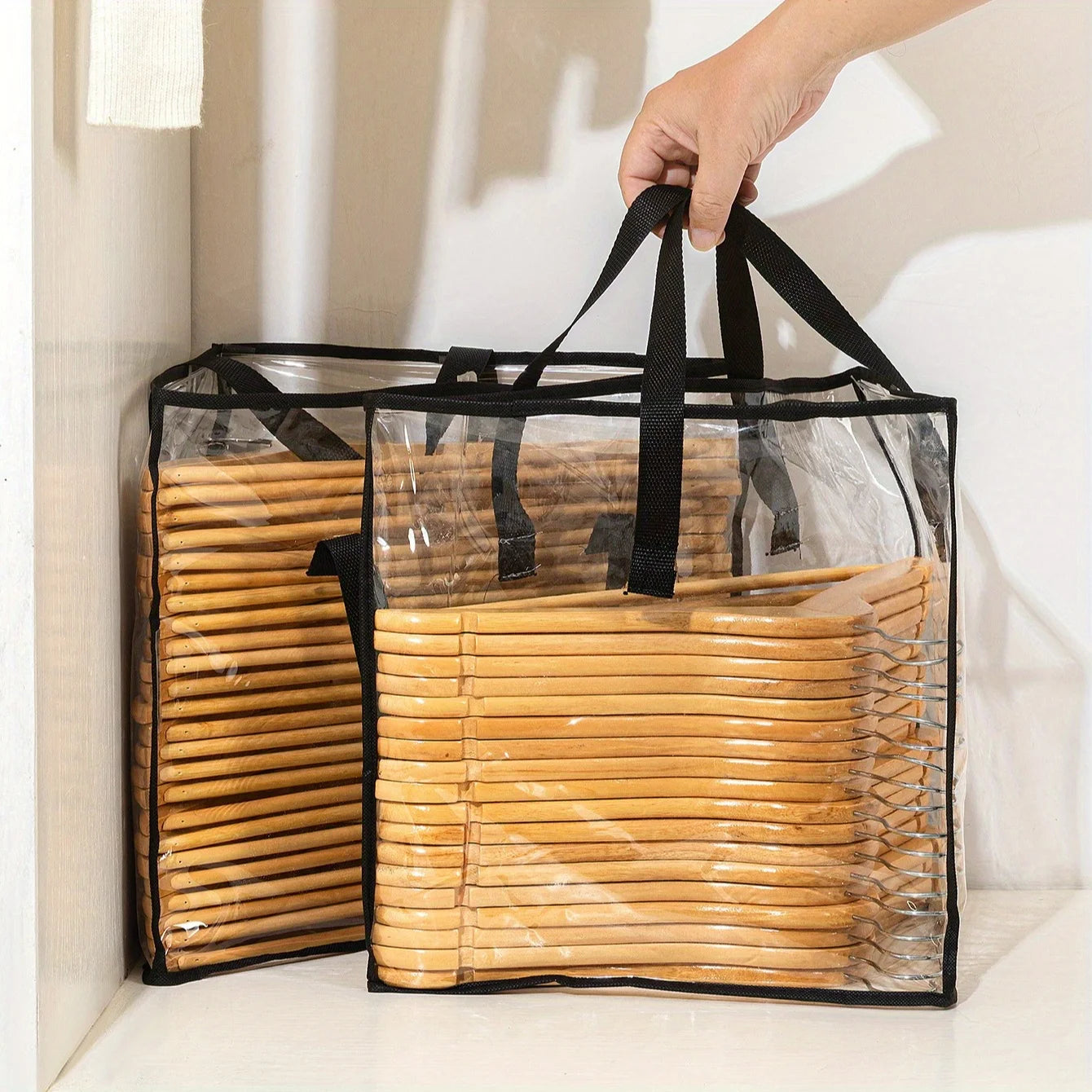 Clothes Hanger Storage Bag Organizer – Space Saving with Handles Closet Hanger Organizer Peaceful Pleasures Health and Wellness