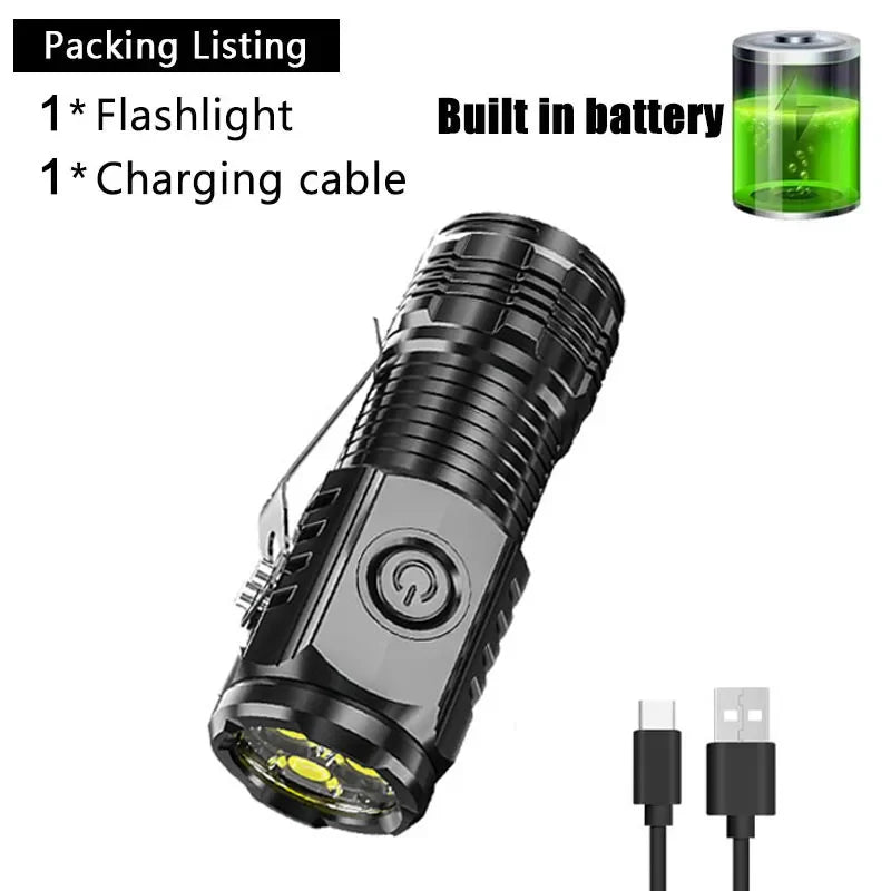 ZHIYU Mini USB Rechargeable LED Flashlight with Pen Clip