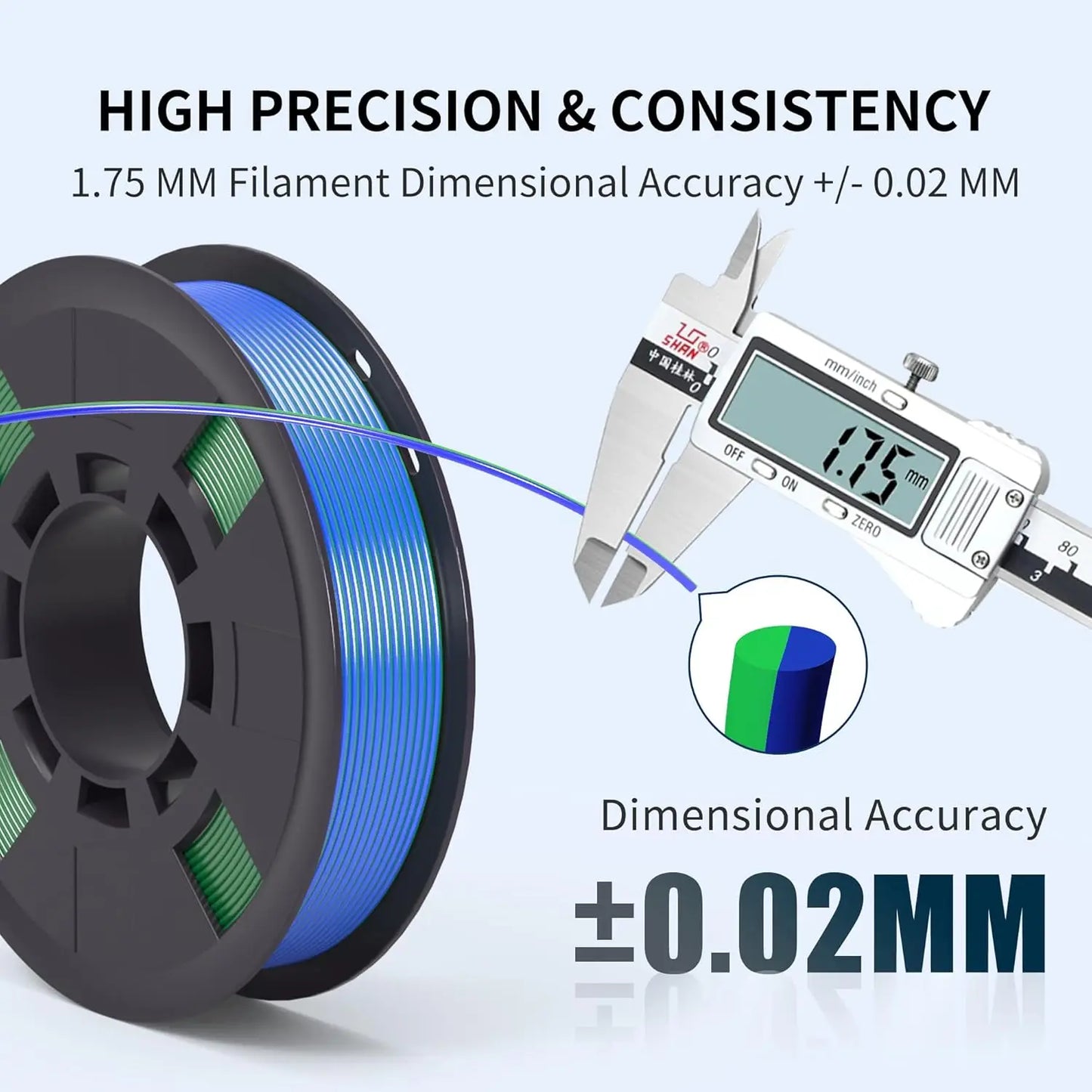 Silk Dual Color PLA Filament 1.75mm – 4 Spools | DINGSUN 3D