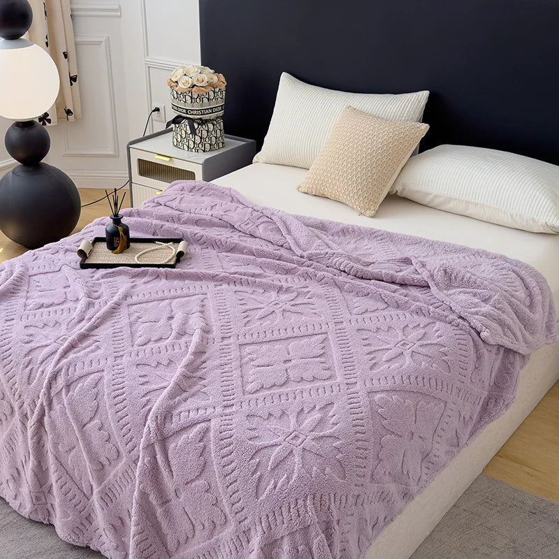 Europe Floral Lightweight Bed Blanket Soft Throw Blanket Super Premium Flannel Fleece Blanket All Season Use Peaceful Pleasures Health and Wellness Blanket Purple 200 X 230CM