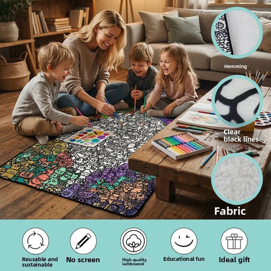 Kids DIY Coloring Graffiti Blanket | Washable Drawing Mat Gift DIY Coloring Blanket Peaceful Pleasures Health and Wellness