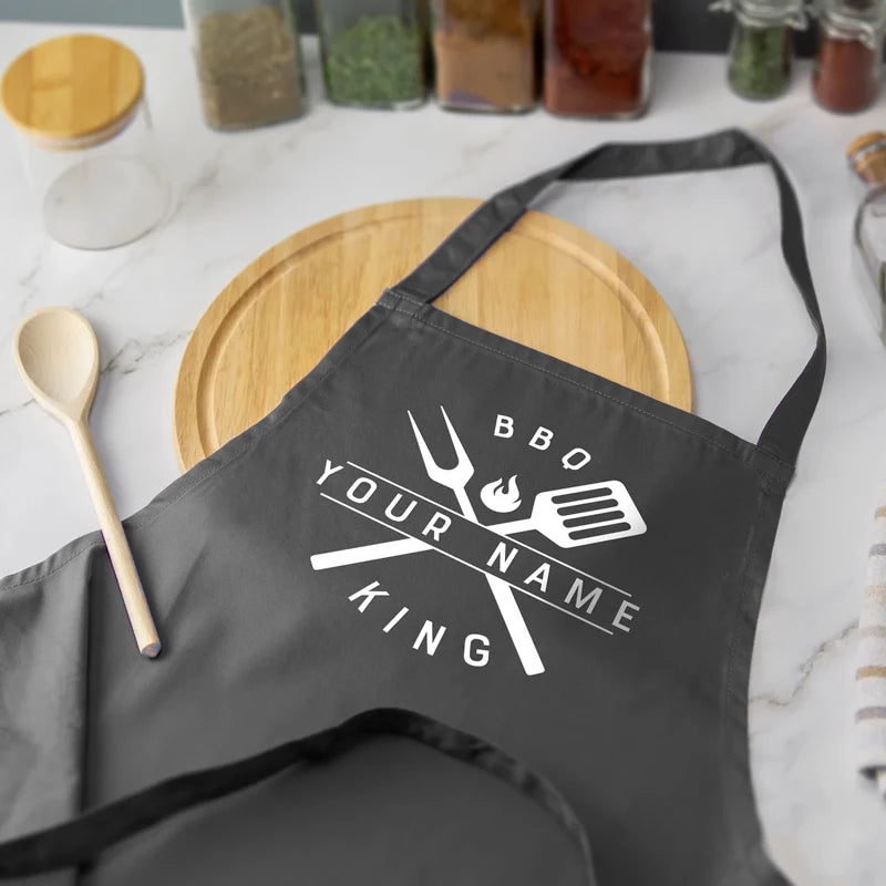 Personalized King of the BBQ Black Apron | Custom Chef Gift