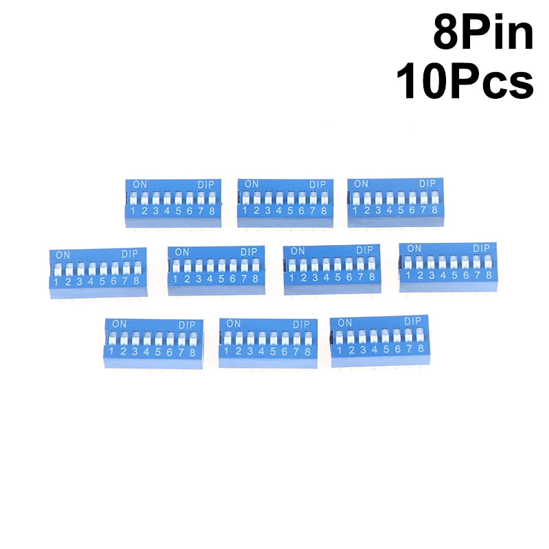 Blue DIP Switch Kit 1–10 Pin Slide Toggle 2.54mm | 10pcs DIP Switch Kit Peaceful Pleasures Health and Wellness 8Pin 10Pcs