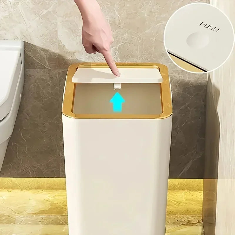 10L One-Touch Odor-Proof Trash Can – Leakproof Kitchen & Bathroom Bin