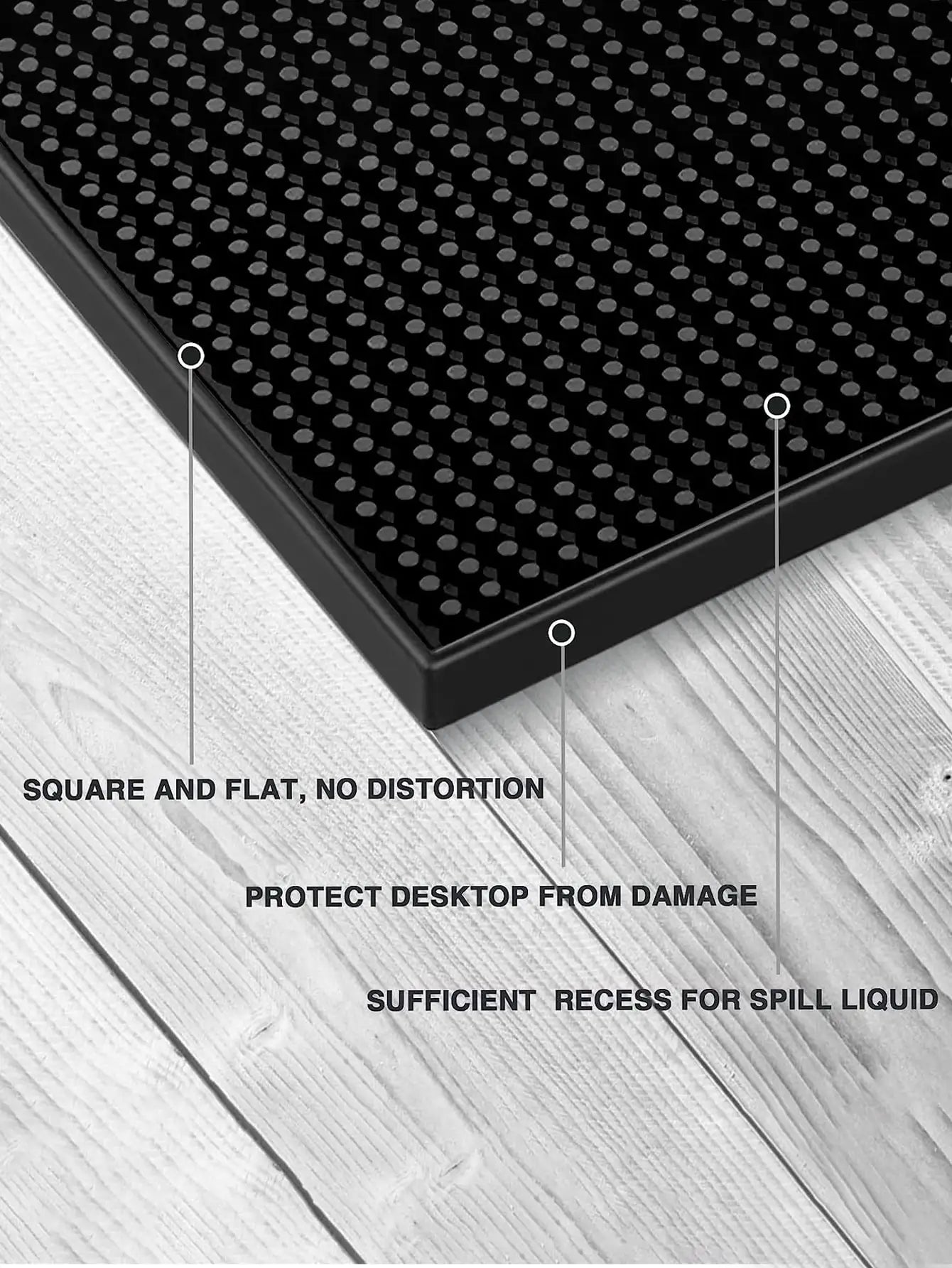 Bar Mat 17.7 x 11.8 in Thick Durable and Stylish Black Bar Spill Mat Non Slip Non-Toxic Service Mat for Coffee Bars Peaceful Pleasures Health and Wellness