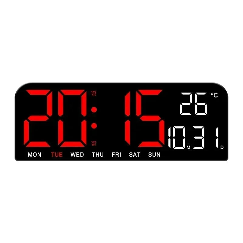 Large LED Digital Wall Clock Table Clock Temperature Date Week Display Countdown Brightness Adjustment Dual Alarms 12/24H Clock Peaceful Pleasures Health and Wellness Red