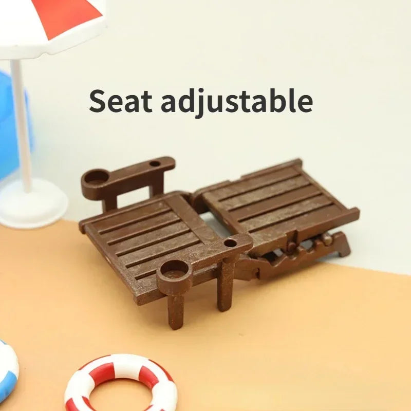 Beach Miniature Dollhouse Set – Umbrella, Chair, Pool & Rings