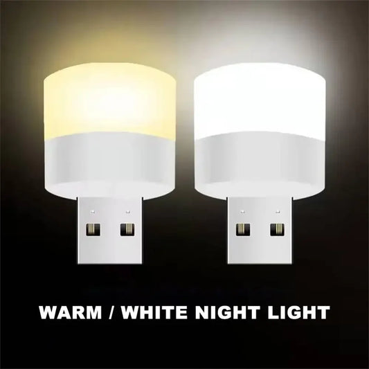 Mini USB LED Night Light – Warm & Cool White Desk Lamp USB LED Night Light Peaceful Pleasures Health and Wellness 1 white 1 warm