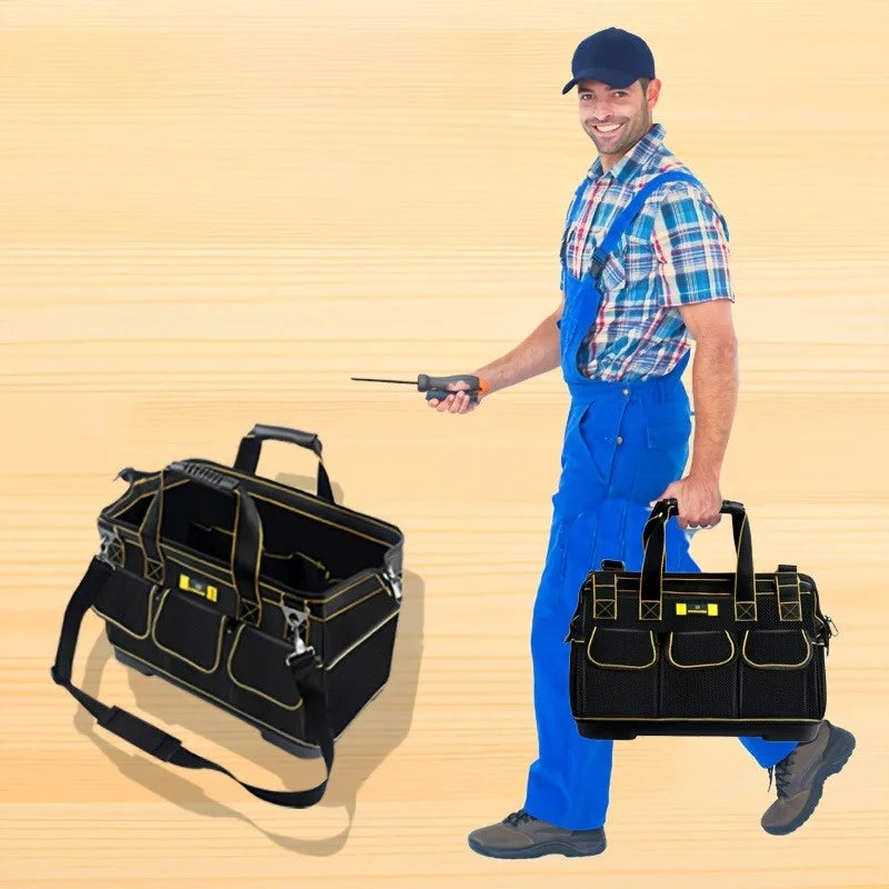 Heavy Duty Tool Bag, Wide Mouth Small Tool Bags, Soft Handle Toolbox Organizer Storage, Large Zipper Electrician Tool Bag Peaceful Pleasures Health and Wellness
