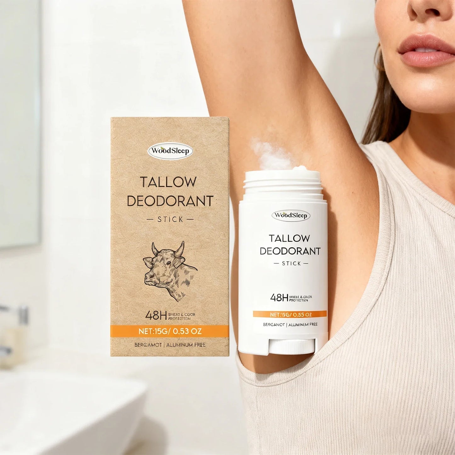 WOODSLEEP Tallow Deodorant Stick – Unisex Antiperspirant 15g