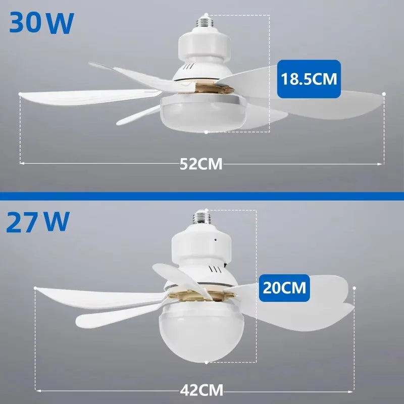 30W LED Ceiling Fan Light E27 Remote Control Dimmable