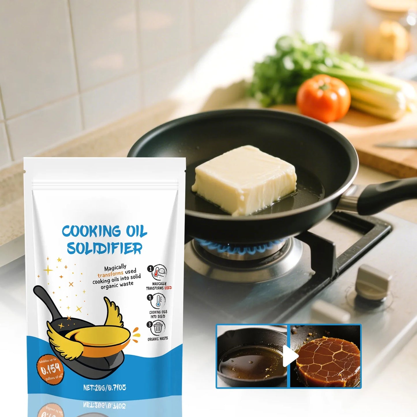 Cooking Oil Solidifier – Eco Waste Oil Hardener 20g