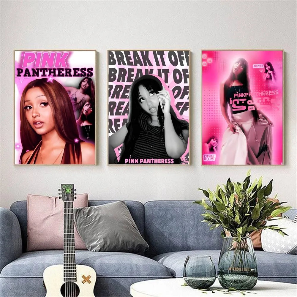 Pink Pantheress Poster HD Waterproof Wall Art – Music Decor Music Wall Poster Peaceful Pleasures Health and Wellness