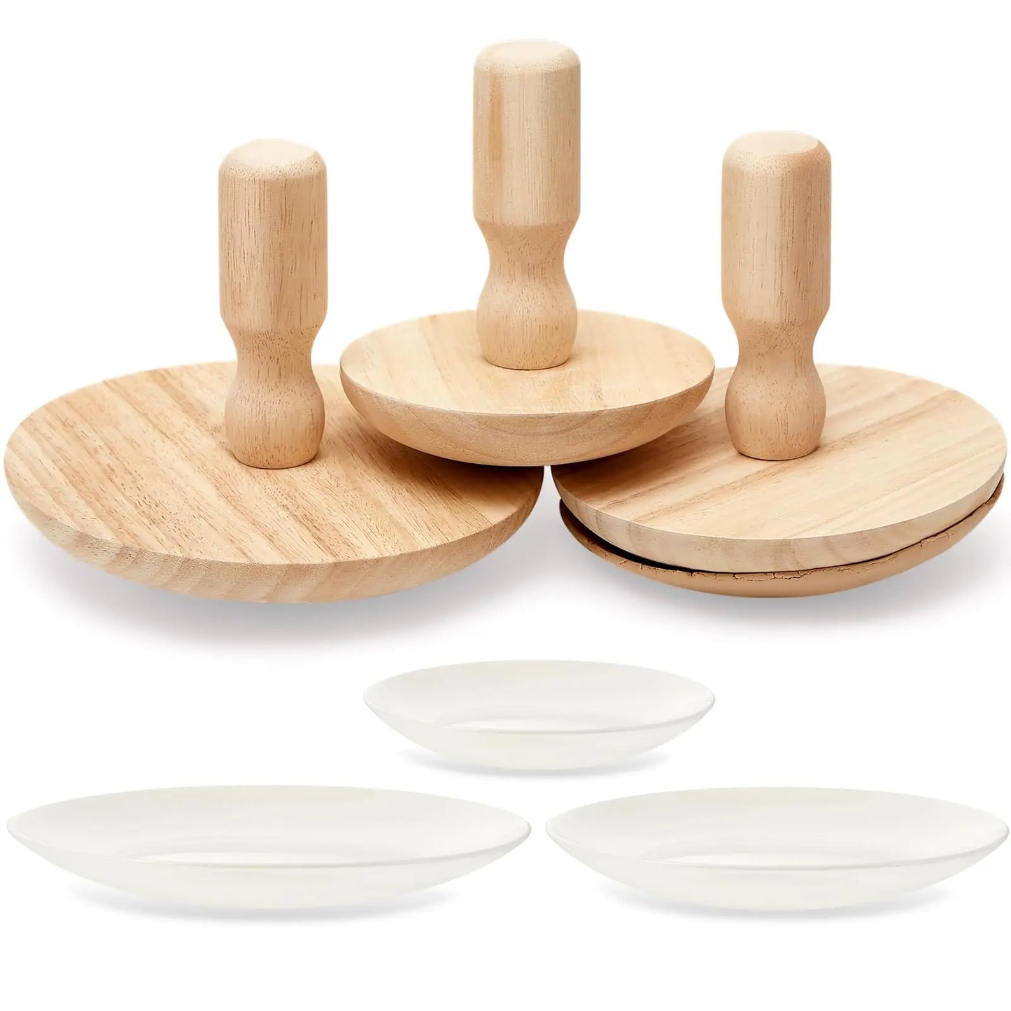Pottery Molds 4.5/5.5/6.5 in Plaster Molds Wood Pottery Tools with Handle for DIY Bowls Plate Dish Slump Press Mold Peaceful Pleasures Health and Wellness L 6.5 inches(1pc)