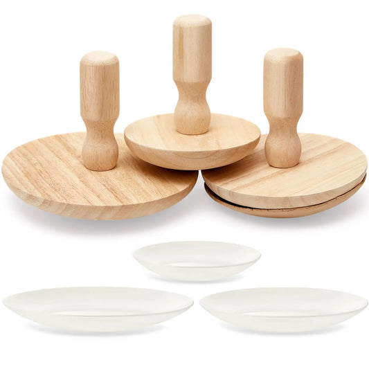 Pottery Molds 4.5/5.5/6.5 in Plaster Molds Wood Pottery Tools with Handle for DIY Bowls Plate Dish Slump Press Mold Peaceful Pleasures Health and Wellness L 6.5 inches(1pc)