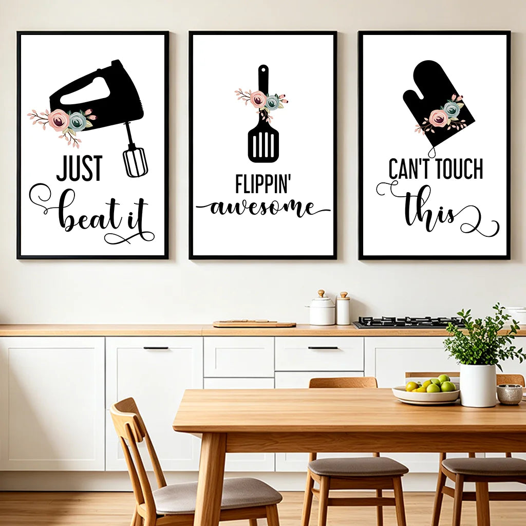 Kitchen Inspirational Wall Art, Cooking Quotes Canvas Painting, Minimalist black white Line Poster Print for Dining Room Décor Peaceful Pleasures Health and Wellness