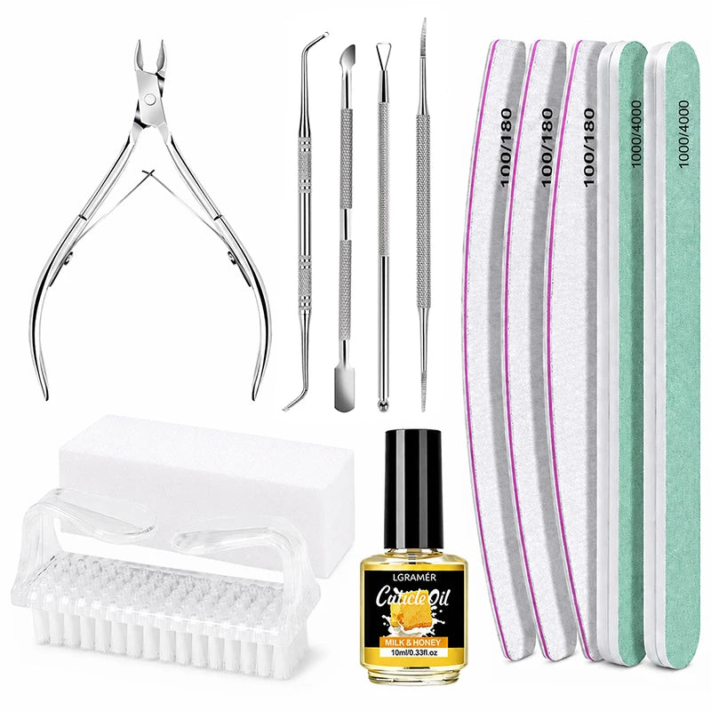 13-Piece Nail Care Manicure Set with Cuticle Oil & Nipper