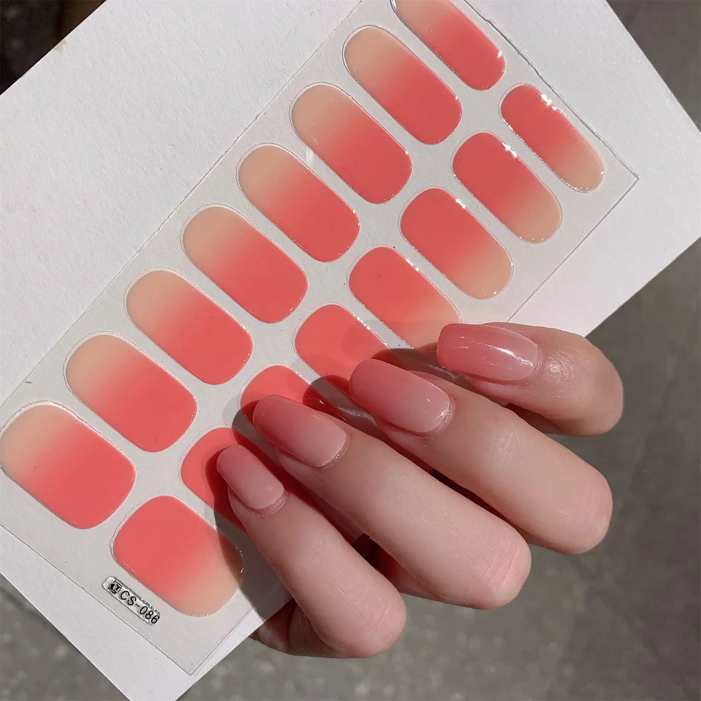 1 Sheet Semi Cured Wrap Gradient Nail Sticker Multi Color Solid Gel Full Cover Slider No Need UV Lamp Cured Fast Gel Nail Decal Peaceful Pleasures Health and Wellness Cs86