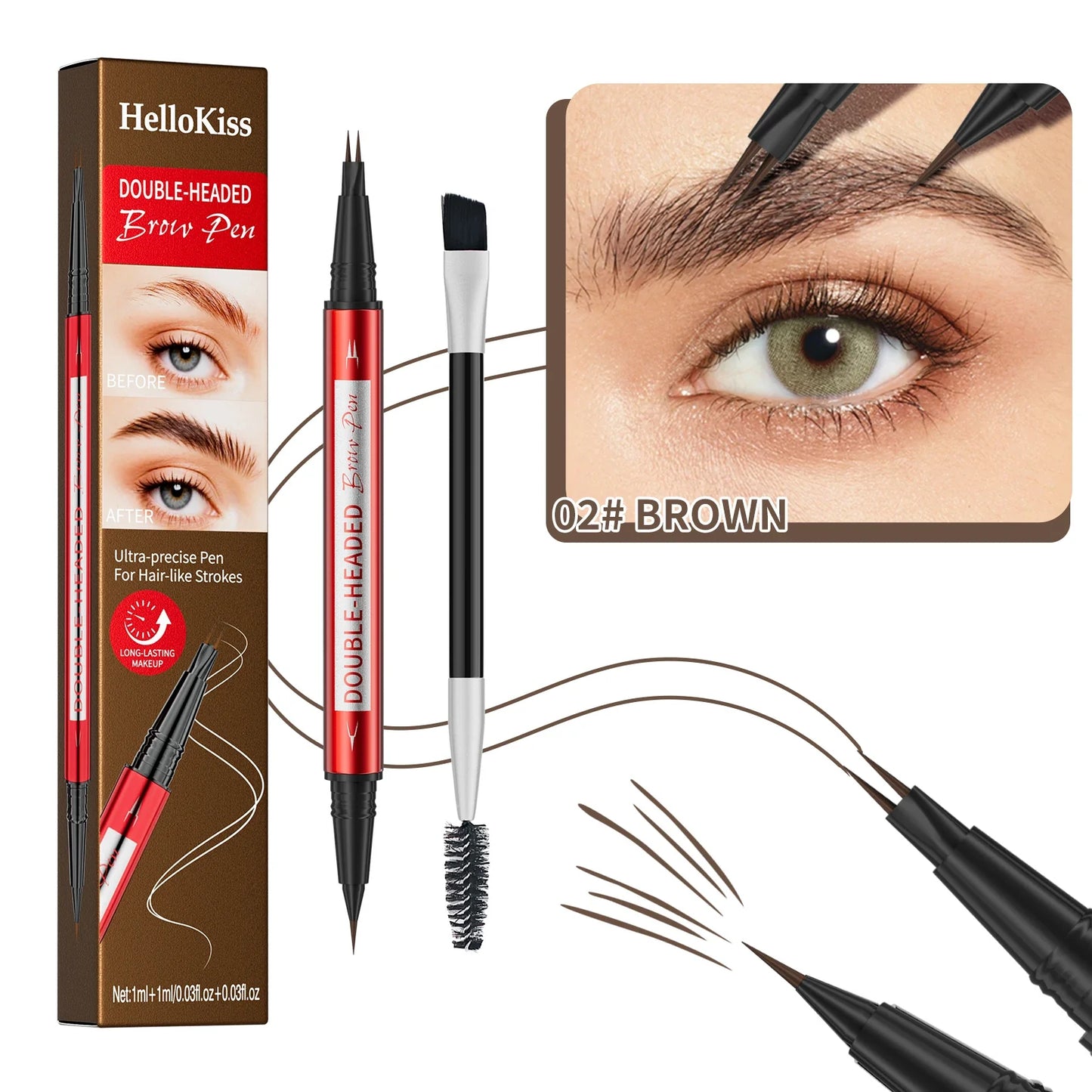 Hello Kiss Microblading Eyebrow Pen – Waterproof, 5 Colors