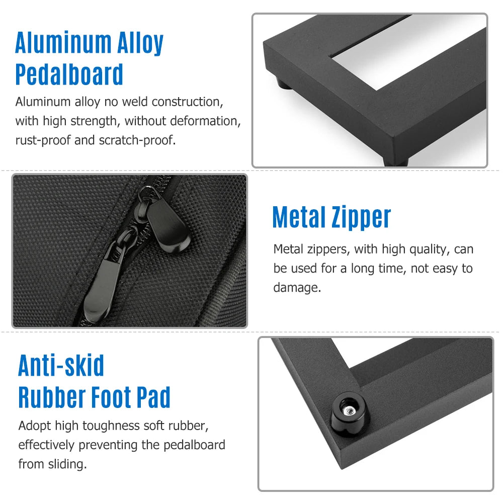 ammoon Aluminum Guitar Pedalboard 15×4.9" + Carrying Bag