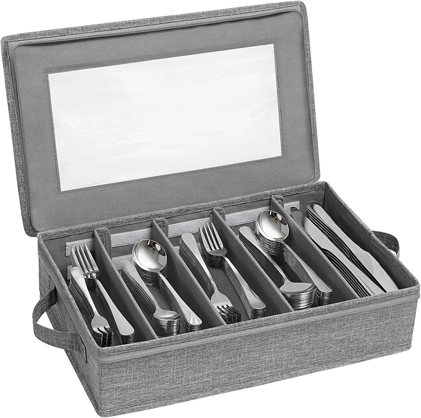 5-Compartment Flatware Organizer with Zipper Lid | Cutlery Box