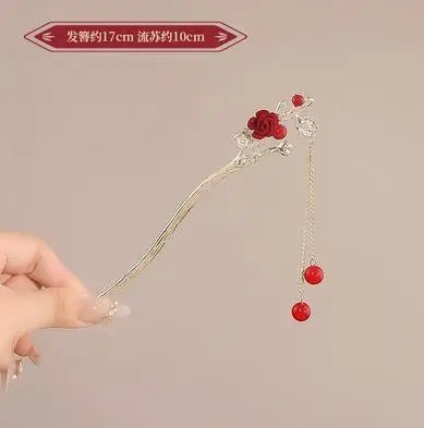 Chinese Court Style Alloy Hair Pins Durable Headdress with Elegant Tassel for Women Wedding Hanfu Cheongsam Peaceful Pleasures Health and Wellness 13