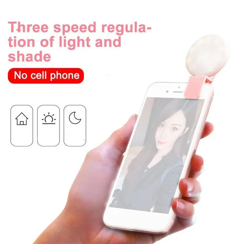 Mini LED Selfie Ring Light – Clip-On Phone Fill Light, 3 Brightness