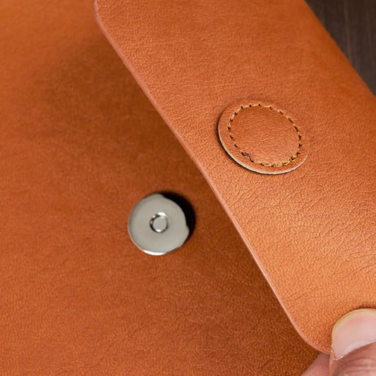 Large Capacity A4 Leather Document Bag Magnetic Button Thickened Waterproof Laptop Cases Portable Simple File Storage Bag Paper Peaceful Pleasures Health and Wellness