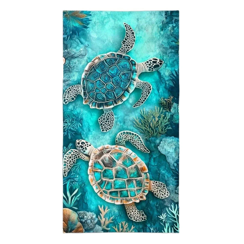 Microfiber Sea Turtle Beach Towel – Quick-Dry, Absorbent Microfiber Beach Towel Peaceful Pleasures Health and Wellness 59.06x29.53 in Turtle Pattern