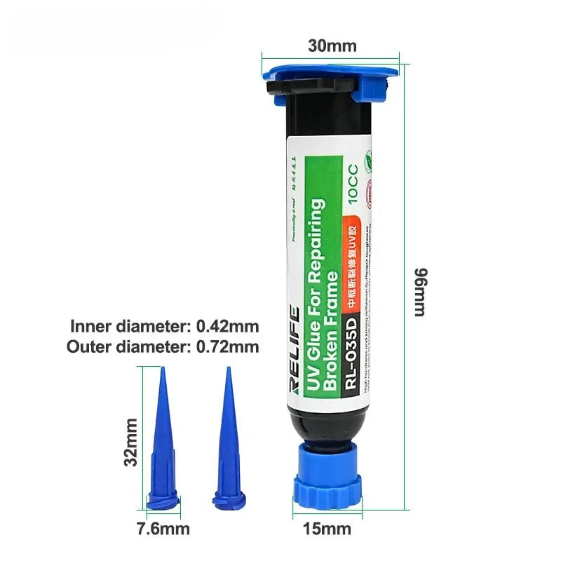 RL-035D Repair Broken Frame UV Glue Fast and Efficient Curing Without Whitening Strong Viscosity Repair Middle Frame Tool Peaceful Pleasures Health and Wellness RL-035D