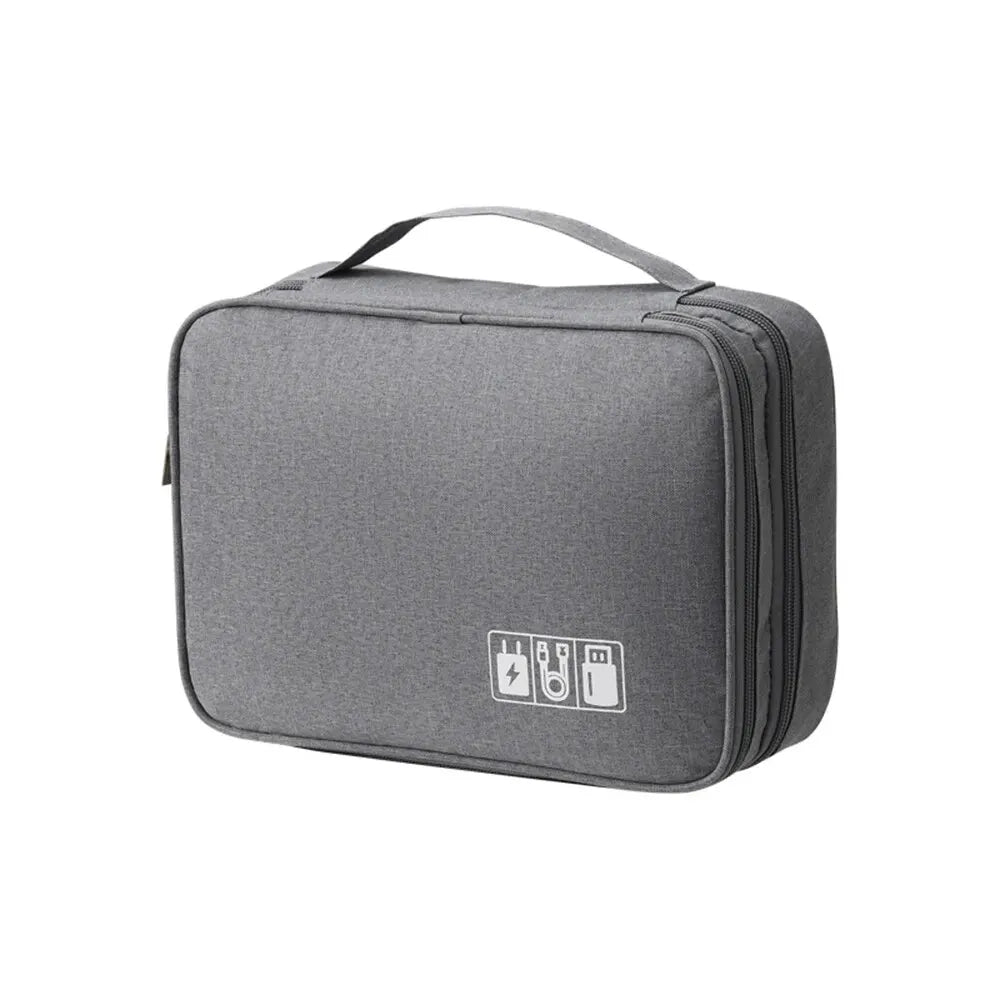 Multifunctional Digital Bag Data Cable Headphones Hard Drive Power Supply Digital Handbag Electronic Accessory Storage Bag Peaceful Pleasures Health and Wellness Grey