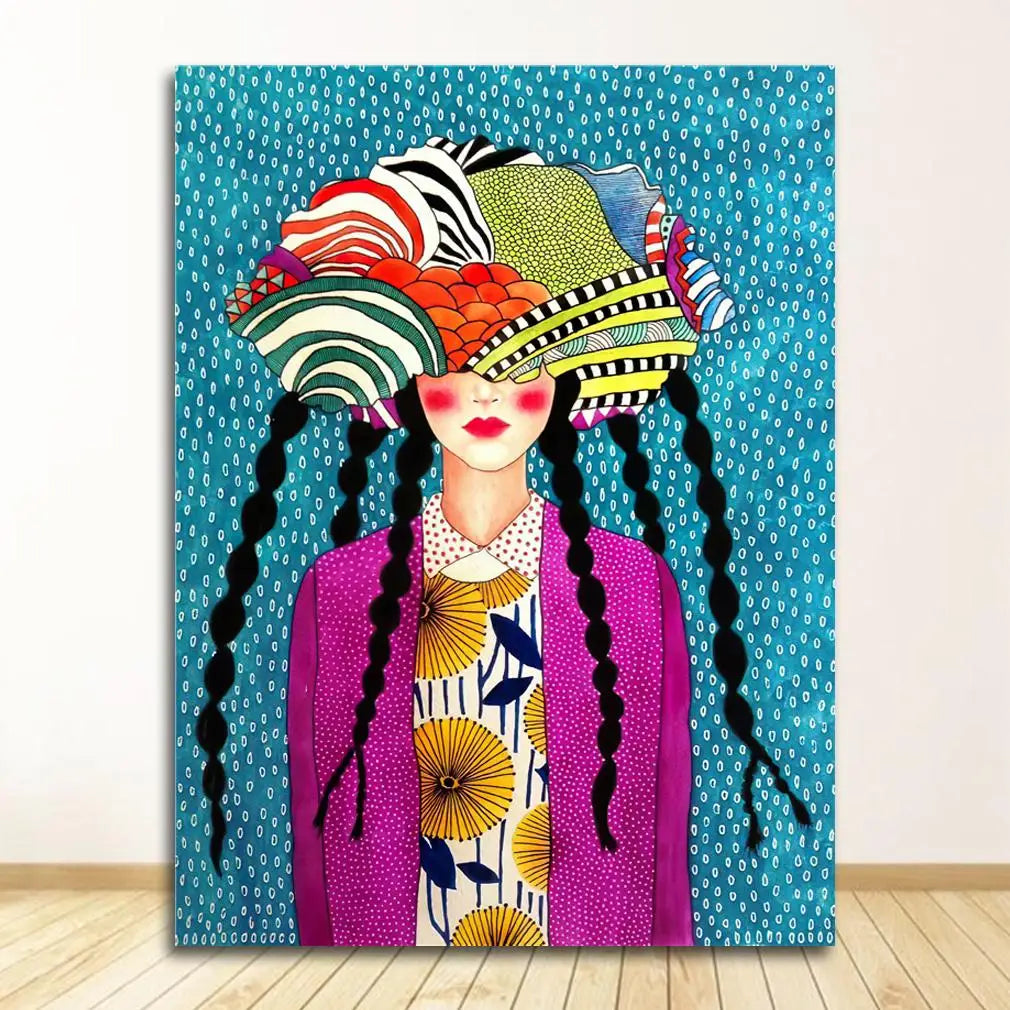 Nordic Characters Colorful Canvas Wall Art Print | Unframed Poster