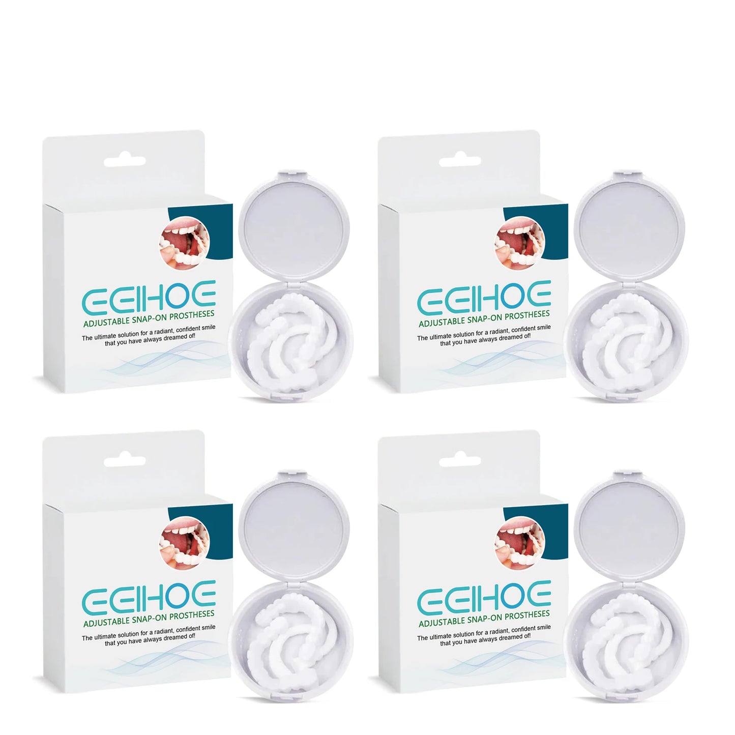 Adjustable Buckle Denture Effectively Decorate Teeth Fill Gap Correct Teeth Covering Dental Plaque Adjustable Snap-On Prostheses Peaceful Pleasures Health and Wellness 4 Pair Boxed