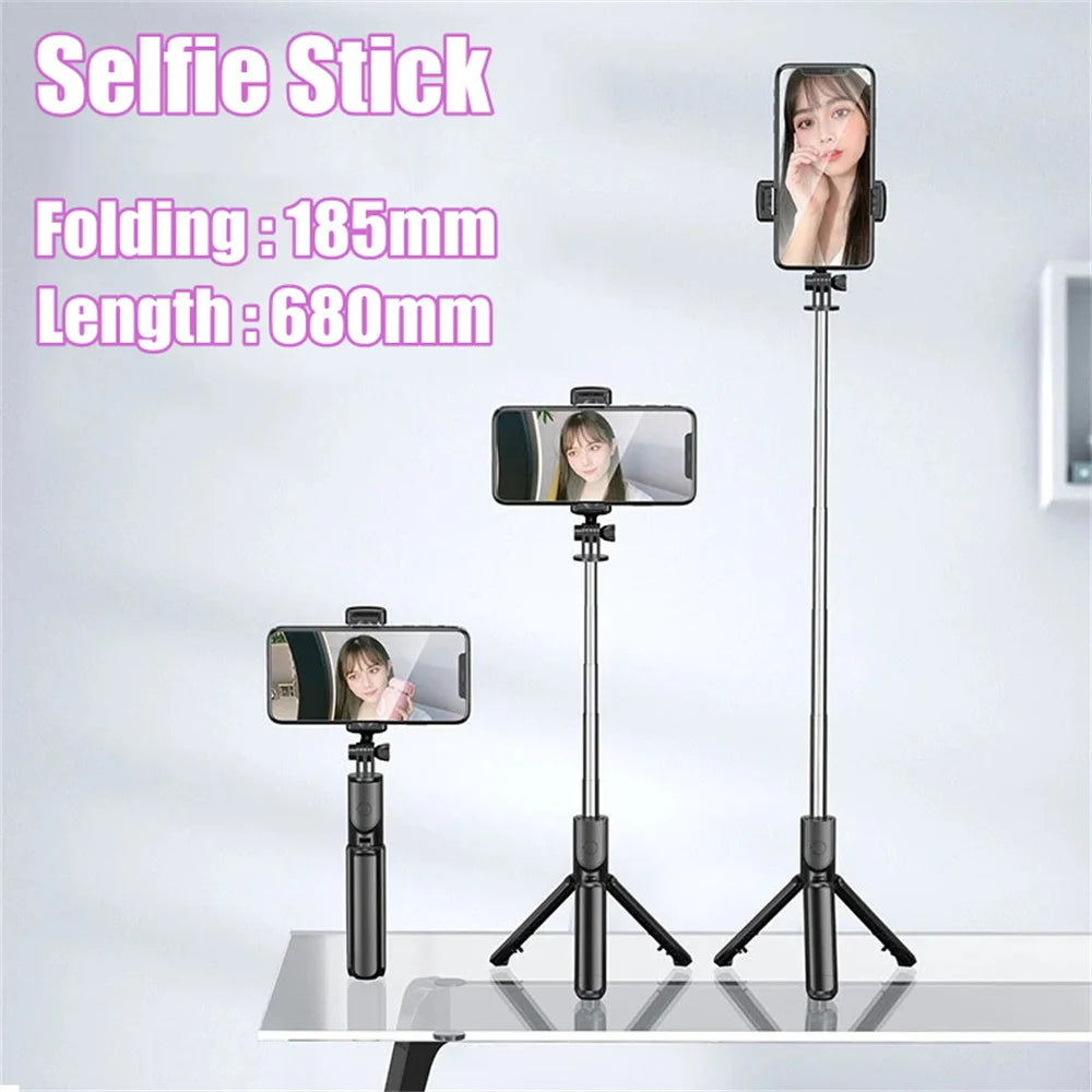 Wireless Selfie Stick Tripod Stand Bluetooth Remote Extendable Tripod for iPhone Mobile Phone Tiktok Live Streaming Peaceful Pleasures Health and Wellness