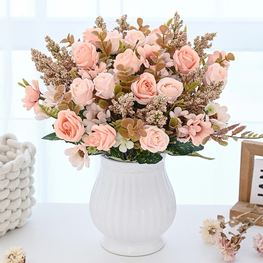 Silk Rose Artificial Flowers 2/4 pcs – Wedding & Home Decor